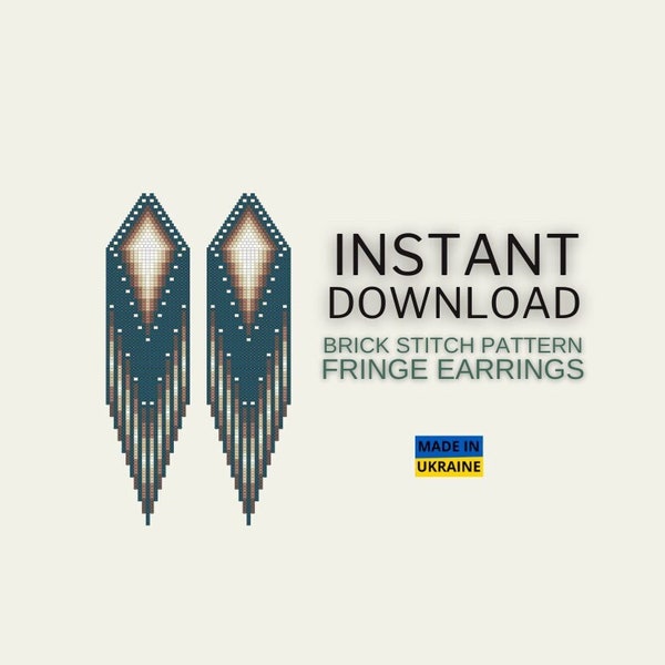 Brick Stitch Pattern, Ethnic Fringe Seed Bead Earring Pattern Aztec Indigenous Native inspired, Do It Yourself, DIY Instant Digital Download