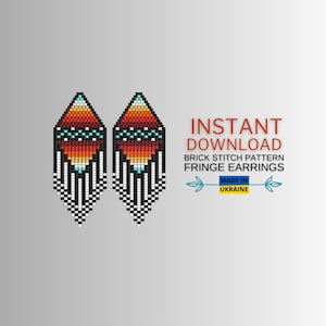 Brick Stitch Pattern, Indigenous Seed Bead Earrings Pattern, Native inspired, Beading pattern, Brickstitch Fringe Pattern, Digital Download