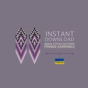 May include: Purple and black brick stitch fringe earrings pattern download. Instant download. Made in Ukraine.