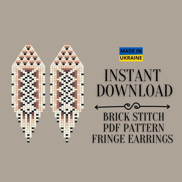 Brick Stitch Fringe Earring Pattern, Ethnic Aztec Seed Bead Earring Pattern Indigenous Native inspired, Do It Yourself, DIY Digital Download