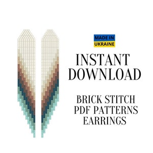Brick Stitch Ombre Earrings Pattern, Boho Navy Blue Seed Bead Fringe Earring Pattern, Do It Yourself, Digital Download, Brickstitch Gradient