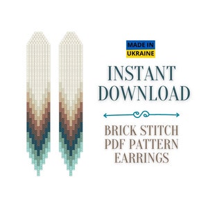 Brick Stitch Ombre Earrings Pattern, Navy Blue Seed Bead Fringe Earring Pattern, Do It Yourself, Digital Download, Simple Gradient Pattern