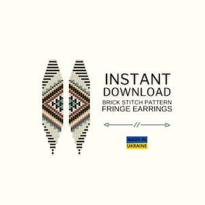 Brick Stitch Fringe Earring Pattern, Ethnic Aztec Seed Bead Earring Pattern Indigenous Native inspired, Do It Yourself, DIY Digital Download