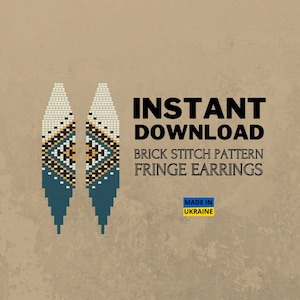 Brick Stitch Fringe Earring Pattern, Ethnic Aztec Seed Bead Earring Pattern Indigenous Native inspired, Brickstitch Download, Do It Yourself