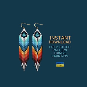 Brick Stitch Pattern, Seed Bead Earrings Pattern, Fringe Beading Pattern, Unique Brickstitch, Indigenous Native inspired, Digital Download