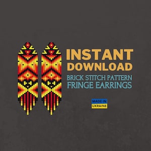 Brick Stitch Fringe Earring Pattern, Ethnic Aztec Seed Bead Earring Pattern Indigenous Native inspired, Do It Yourself, Brickstitch Download