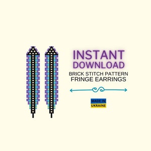 Brick Stitch Pattern, Seed Bead Earring Pattern, Fringe Brickstitch pattern, Geometric pattern pdf, Do It Yourself, Instant Digital Download