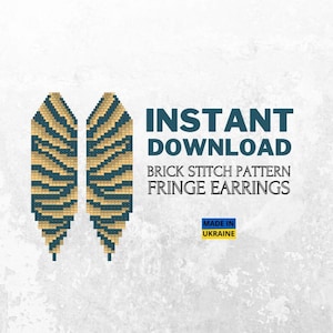 Brick Stitch Zebra Earrings Pattern, Gold Ombre Seed Bead Fringe Earring Pattern, Do It Yourself, DIY Digital Download, Brickstitch Gradient