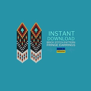 Brick Stitch Pattern, Seed Bead Earrings Pattern Indigenous, Native inspired, Beading pattern, Brickstitch Fringe Pattern, Digital Download