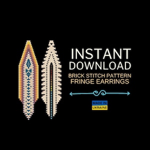Brick Stitch Earring Pattern, Ethnic Fringe Aztec Seed Bead Earring Pattern Indigenous Native inspired, Do It Yourself, DIY Digital Download