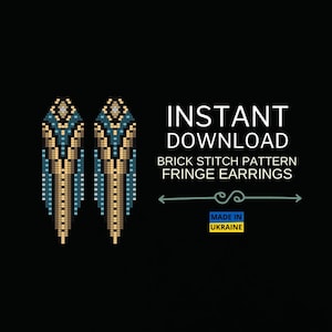 Brick Stitch Pattern, Ethnic Seed Bead Earring Pattern, Fringe Brickstitch Pattern, Delica Bead Pattern, Do it Yourself, Indigenous Native