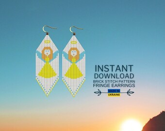 Brick Stitch Pattern, Angel Seed Bead Earrings Pattern, Fringe Beading Pattern, Unique Brickstitch Pattern, Do it Yourself, Digital Download