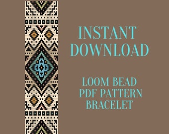 Loom Seed Bead Bracelet Pattern PDF, Ethnic Loom Pattern, Do it Yourself DIY, Instant Digital Download, Indigenous Style Loom Pattern Native