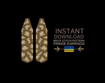 Brick Stitch Pattern Leopard, Bronze Seed Bead Earring pattern, Brickstitch Fringe Pattern, Beading pattern, Do it yourself,Digital Download