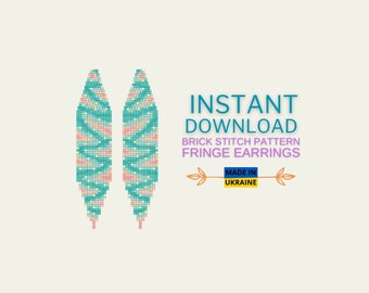 Brick Stitch Pattern, Ombre Seed Bead Earrings pattern, Brickstitch Fringe Pattern, Unique Beading pattern, Do it yourself, Digital Download