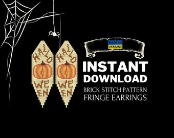 Brick Stich Halloween Ohrringe Muster, Kürbis Samen Perlen Ohrring Muster PDF, Do it Yourself, digitaler Download, Brickstitch Fringe Muster