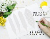 20 BEAD TEMPLATE Brick Stitch Earrings Fringe, Seed Bead graph, Earring Blank template, Paper graph pattern, Do it Yourself Digital Download
