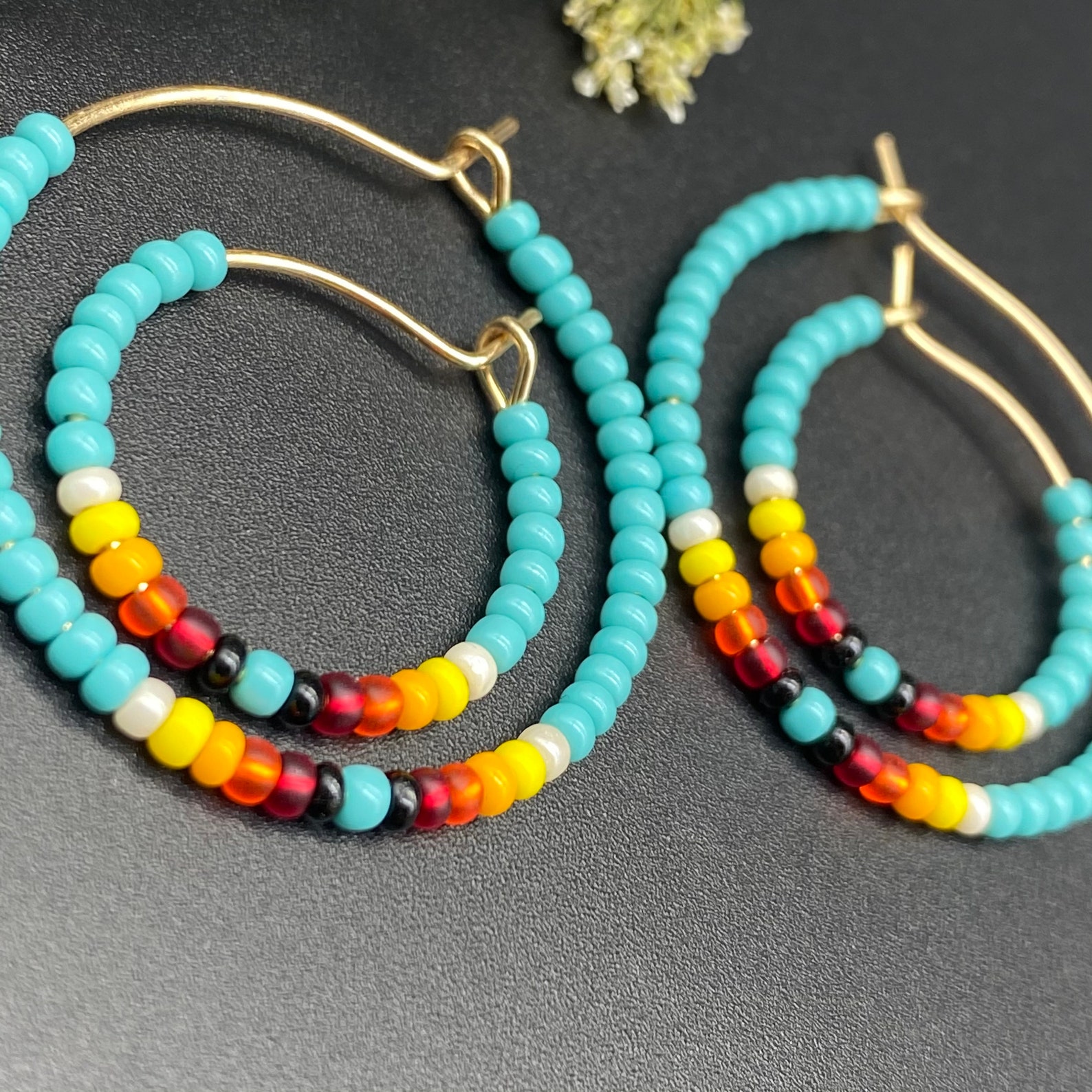 Indigenous Native Inspired Seed Bead Hoop Earrings Bohemian - Etsy