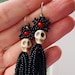 Halloween Acrylic Sugar Skull Earrings – Floral Butterfly Punk Dangle Earrings For Women, Spooky Novelty Jewelry - View #10