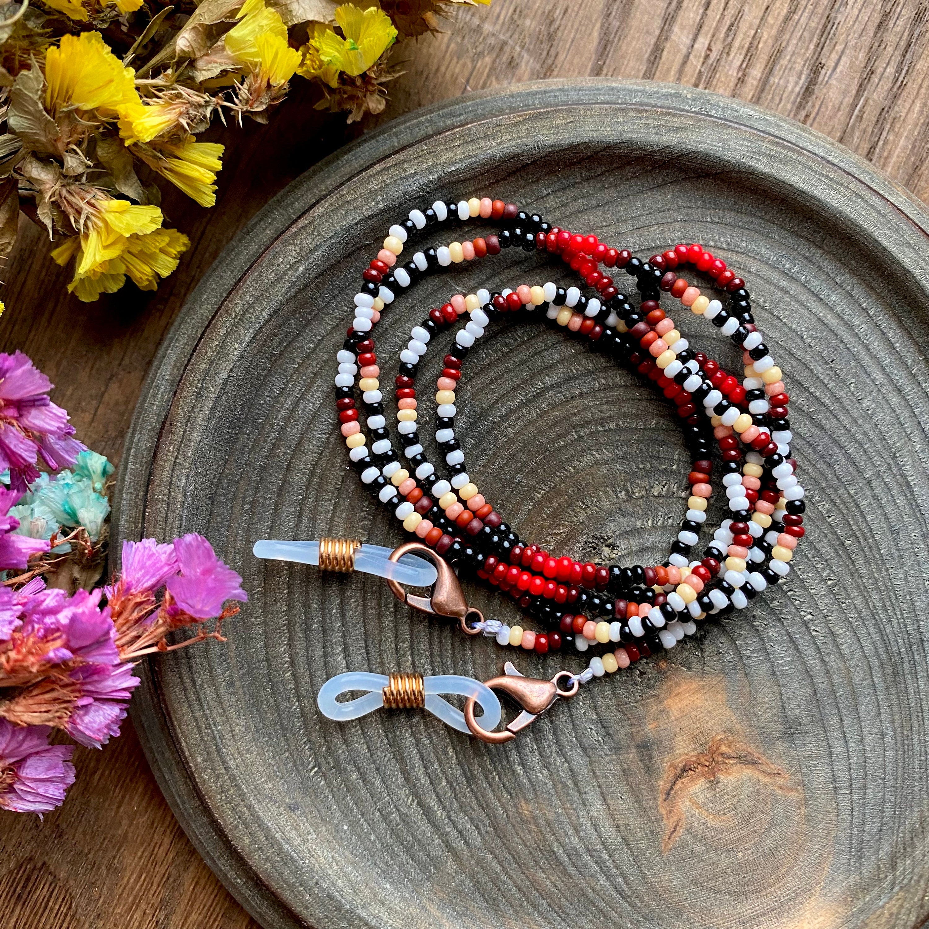 Handmade Red Blk & Wht Zebra Eye Glass Necklace Glasses Chains & Necklaces – Lisa August Jewelry & Accessories main image 2