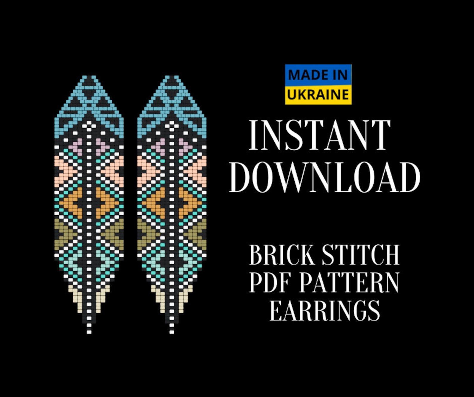 Aztec Pattern Bricks Brick Stitch Pattern, Ethnic Fringe Aztec Seed Bead Earring Pattern ...