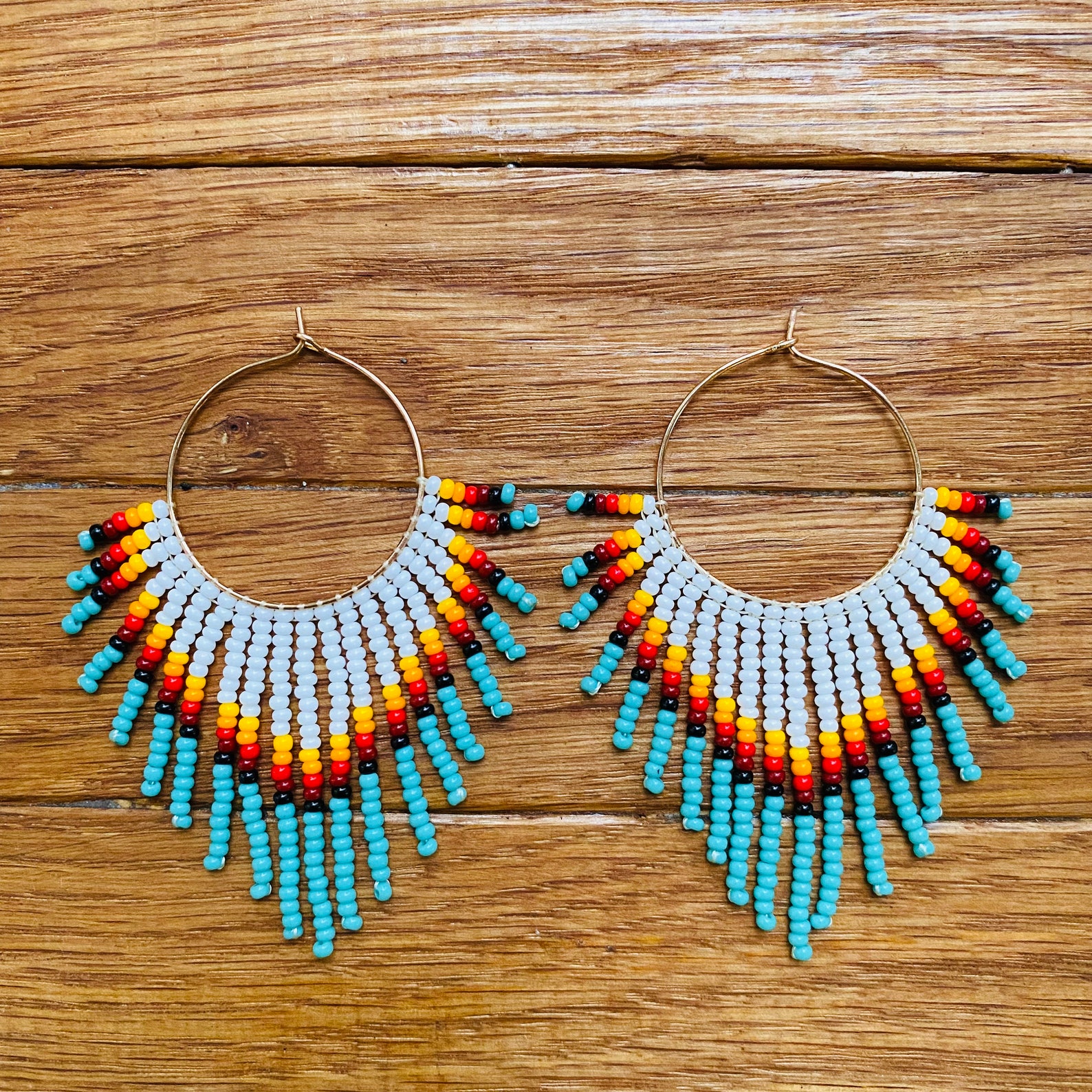 Kendra Fringe Hoop Seed Bead Earring Turquoise main image 1