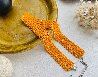 YWOYWO Christmas Choker Necklace Set - Multi-Layer Seed Beads, Boho Style, With Earrings & Bracelet