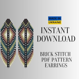 Brick Stitch Pattern, Ethnic Fringe Earrings Aztec Seed Bead Earring Indigenous Native inspired, Do It Yourself DIY Instant Digital Download