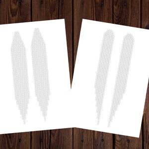 May include: Two pairs of long, white, beaded earrings. Each earring is made of small, square beads arranged in a vertical pattern.