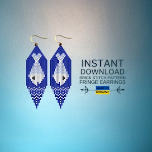 Brick Stitch Pattern, Fish Seed Bead Earrings Pattern, Fringe Beading Pattern, Unique Brickstitch Pattern, Do it Yourself, Digital Download