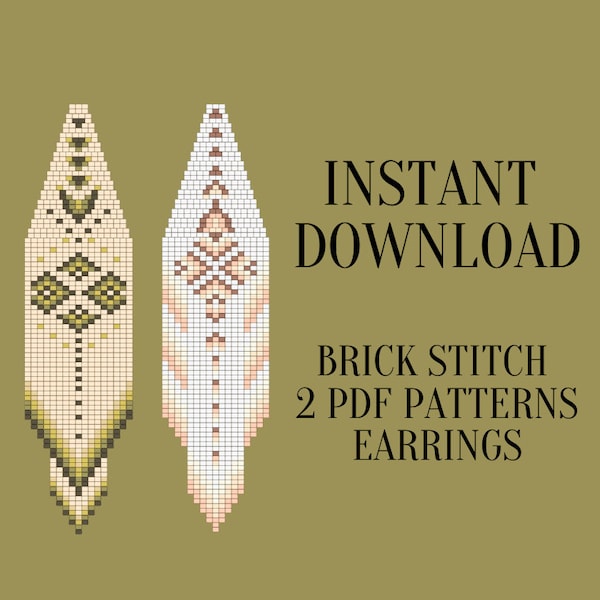Brick Stitch Earring Pattern, Ethnic Fringe Aztec Seed Bead Earring Pattern Indigenous Native inspired, Do It Yourself, DIY Digital Download