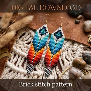 Brick Stich Muster, Rocailles Perlen Ohrringe Muster, Fransen Perlen Muster, Einzigartige Brickstich, Indigenen Ureinwohner inspiriert, digitaler Download
