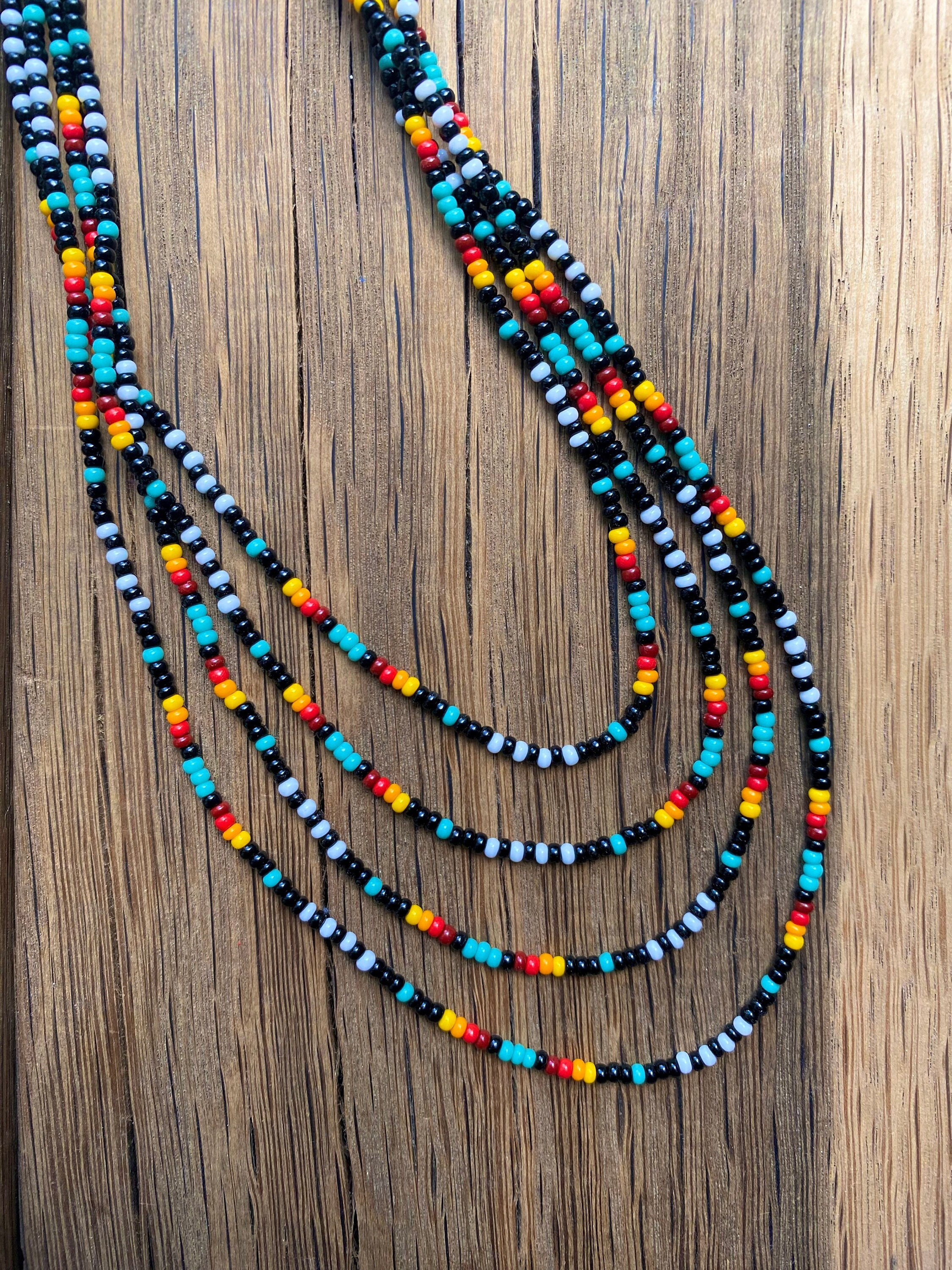 Black Blue Red Seed Bead Layered Necklace Native Inspired, Layering Wrap Indigenous Necklace, Dainty Colorful Necklace, Long Hippie Necklace - Etsy Black Blue Red Seed Bead Layered Necklace Native Inspired, Layering Wrap Indigenous Necklace, Dainty Colorful Necklace, Long Hippie Necklace - Etsy