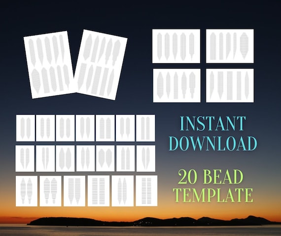 Bead template 20 Brick Stitch Earrings Fringe, Seed Bead graph, Earring Blank template, Paper graph pattern, Do it Yourself Digital Download