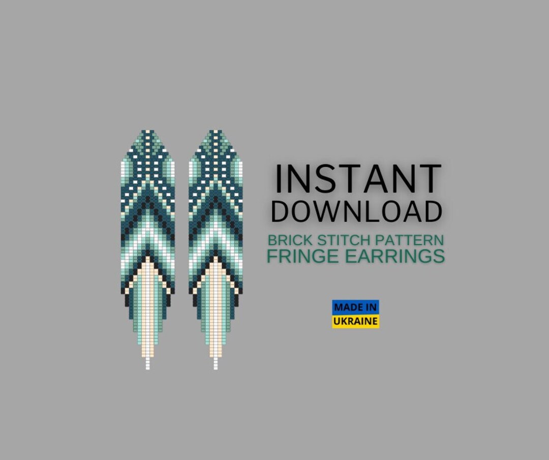 Brick Stitch Pattern, Ethnic Seed Bead Earring Pattern, Fringe ...