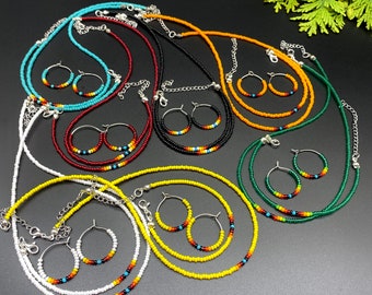 Seed Bead Jewelry Set, Native Style Choker, Earrings, Bracelet