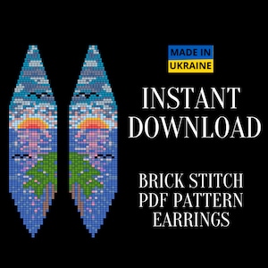 Brick Stitch Earrings Pattern PDF, Sunset Bead Fringe Earring Pattern Do It Yourself, DIY Instant Digital Download, Printable Nature Earring