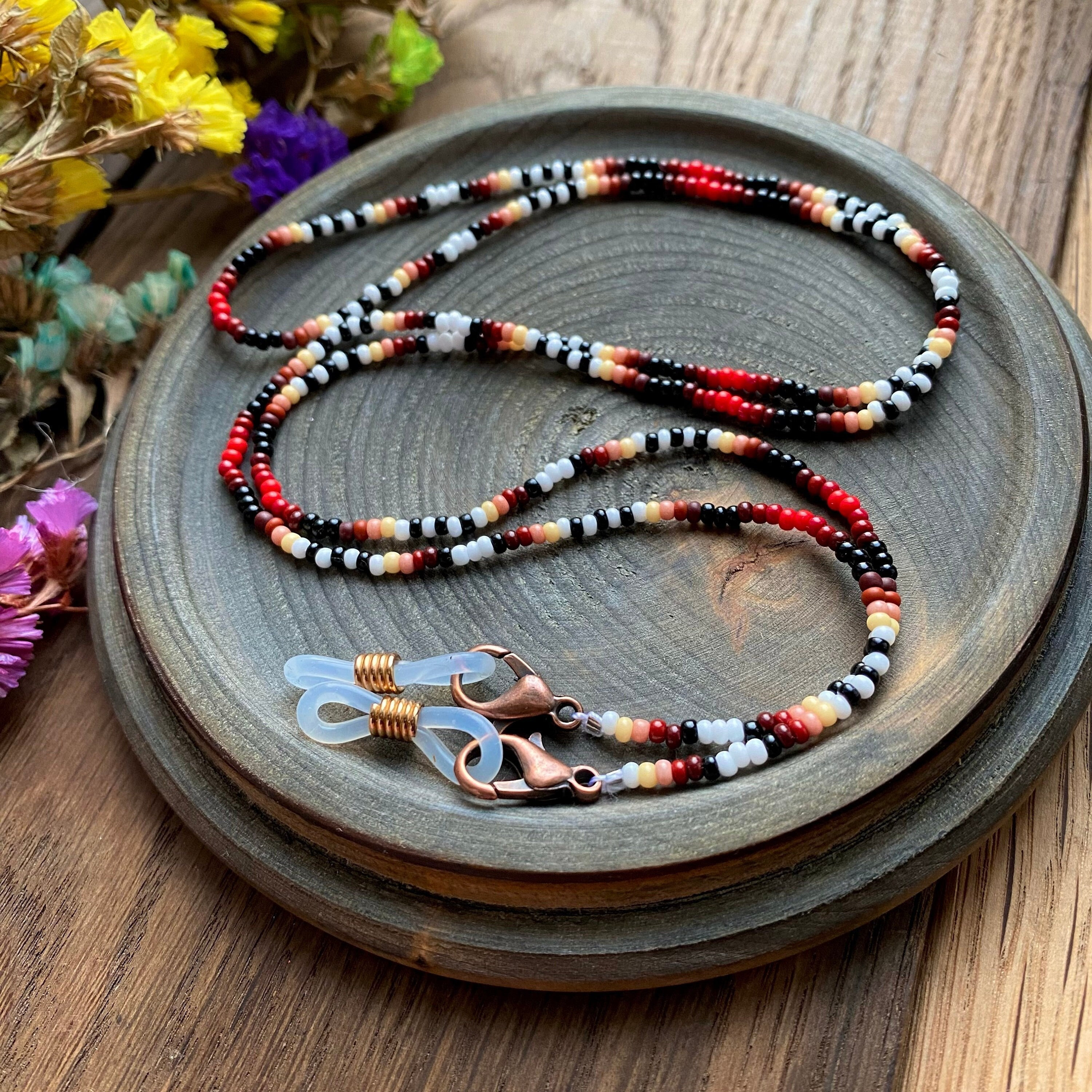 Hippie Dainty Indigenous Seed Bead Boho Glasses Chain Native
