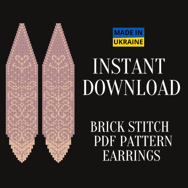 Brick Stitch Pattern Boho Earrings, Long Fringe Seed Bead Earring Pattern, Bohemian Delica Earring pattern, Do It Yourself, Digital Download