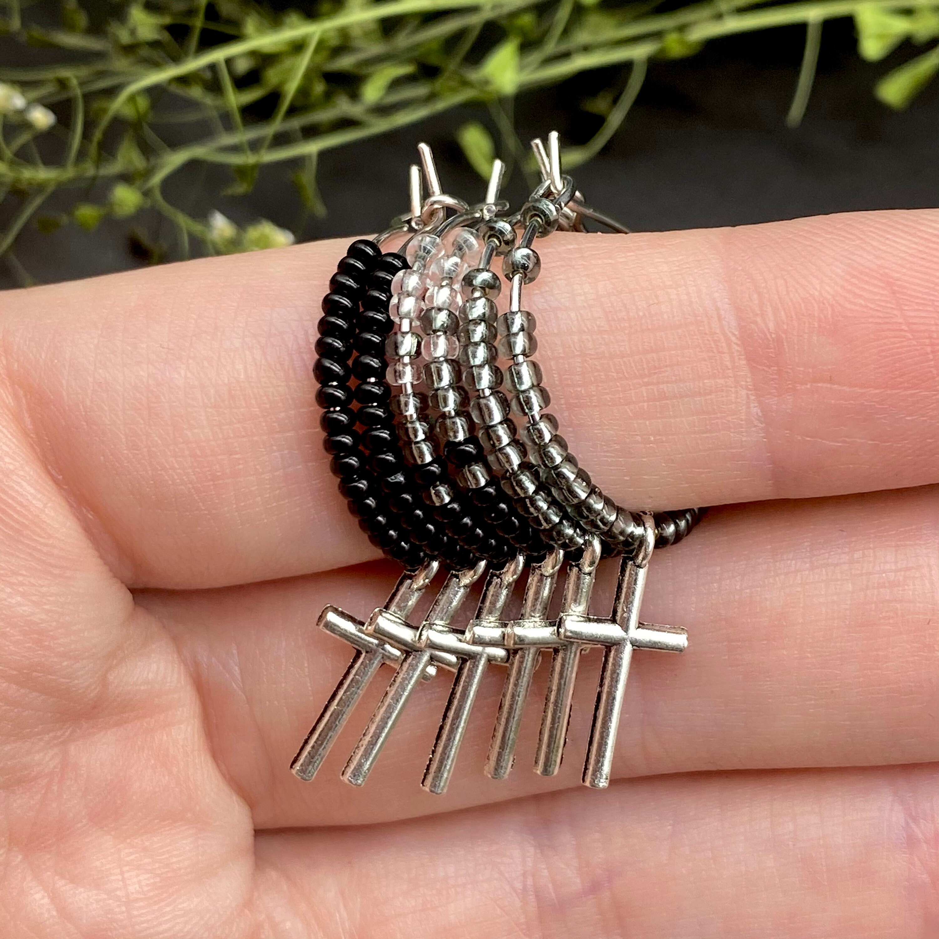 Gothic Beaded Hoop Earrings Cross Handmade / Cross Gothic Etsy