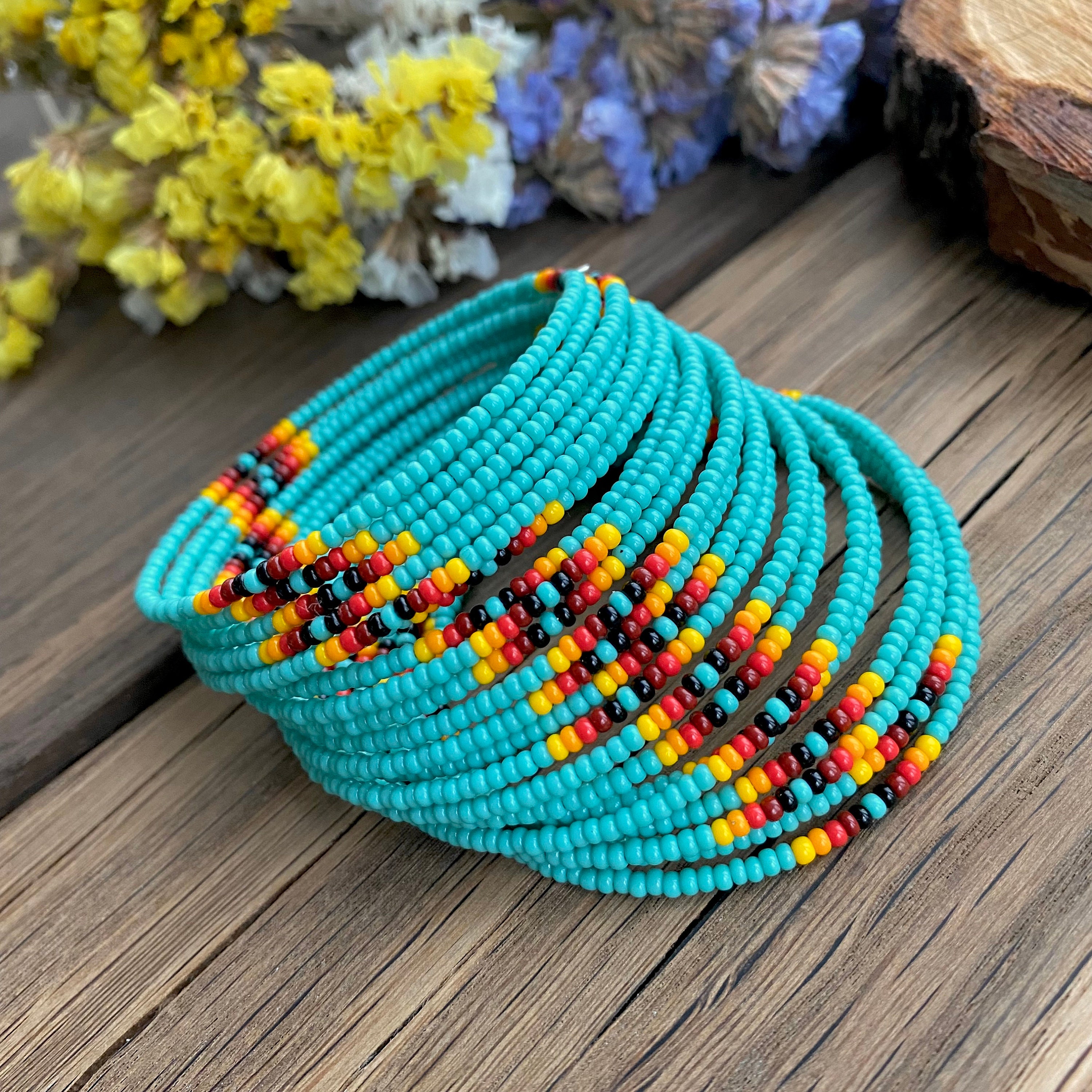 Bracciale Elasticizzato Donna Bohémien Turchese Con Ciondolo Testa Di Mucca – Gioiello Vintage Western Per Concerti Country E Festival - 4