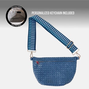 Woven Crossbody Bag Woven Shoulder Bag Woven Bag Woven Handbag Woven Crossbody Sling Bag Woven Sling Bag Woven Purse Woven Fanny Pack Blue