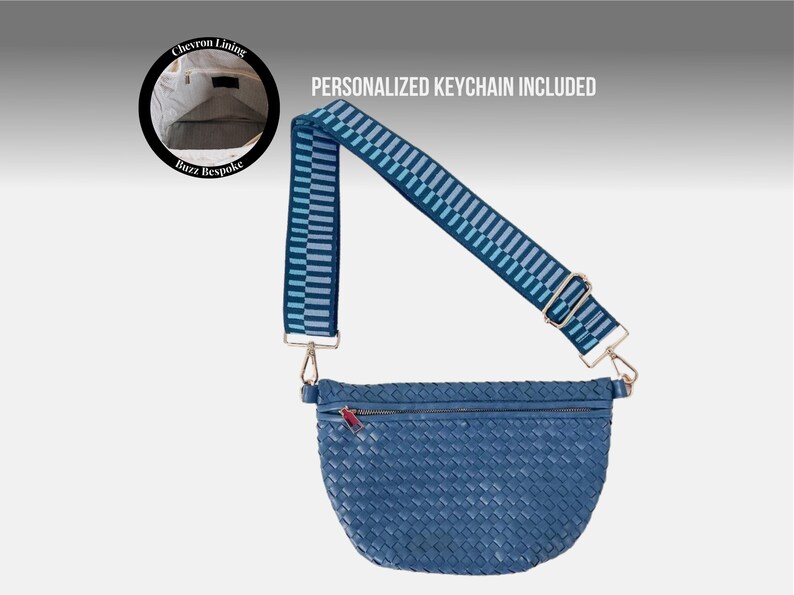 Woven Crossbody Bag Woven Shoulder Bag Woven Bag Woven Handbag Woven Crossbody Sling Bag Woven Sling Bag Woven Purse Woven Fanny Pack Blue