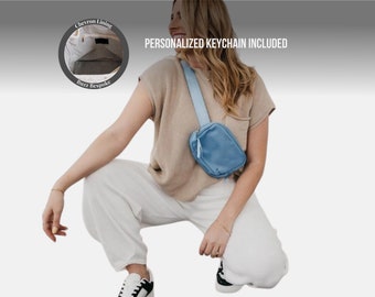 Bum Bag Fanny Pack Nylon Crossbody Sling Bag Women Purse with Personalized Keychain Gift for Friend Work Bag Chest Bag Belt Bag Handbag