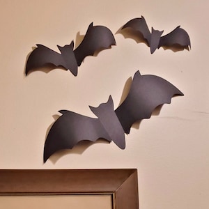 Papierowe nietoperze SVG dla Cricut i sylwetki - Upiorne dekoracje ścienne 3D Halloween z nietoperzami - Lustro i dekoracja okienna z papierowymi nietoperzami - Clipart