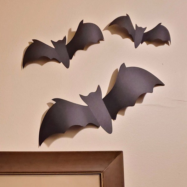 Paper Bats SVG For Cricut and Silhouette - Spooky Halloween 3D Bats Wall Decoration -  Paper Bat Mirror and Window Decor - Clip Art