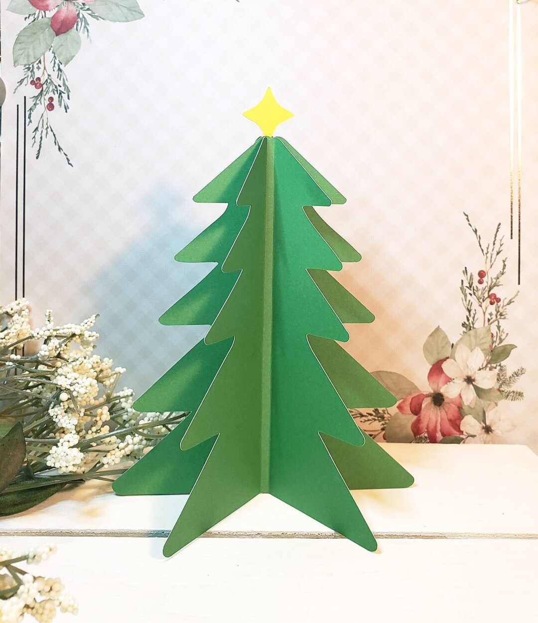 3d Paper Christmas Tree SVG Laser Cut Farmhouse Holiday Decoration