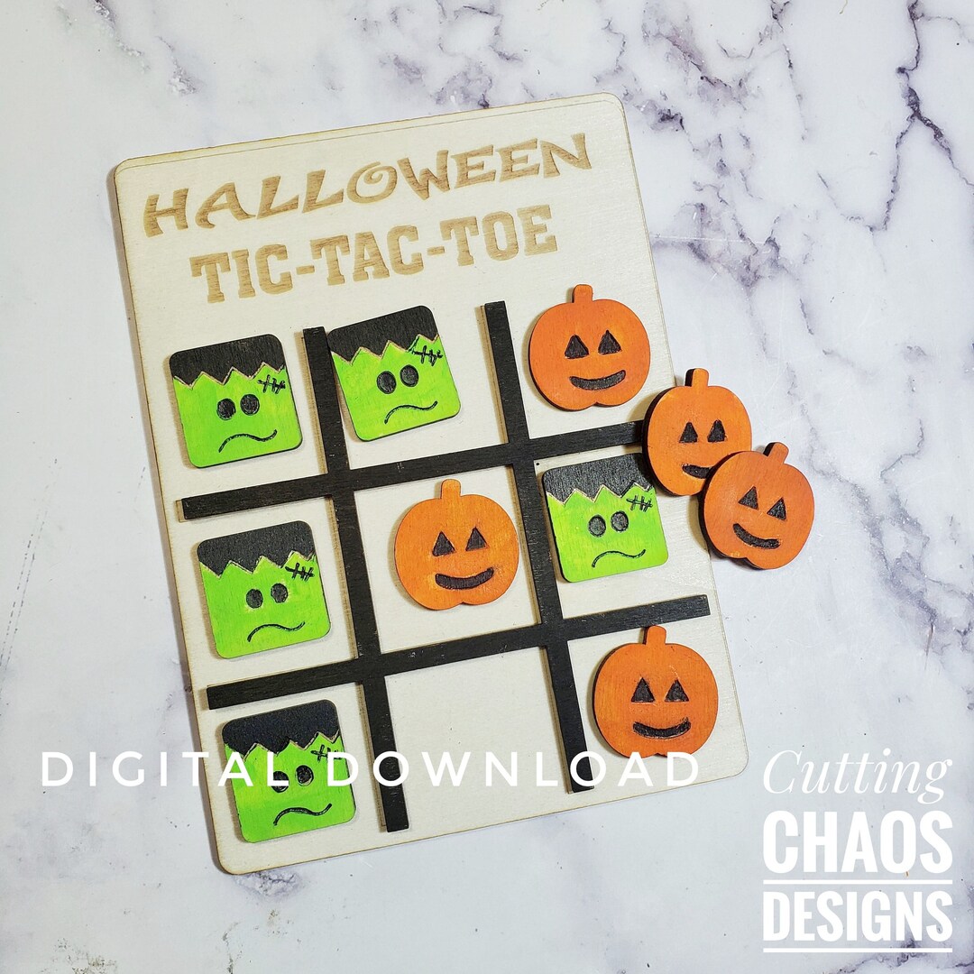 Halloween Tic-tac-toe SVG, Halloween Game Laser File, Trick or Treat ...