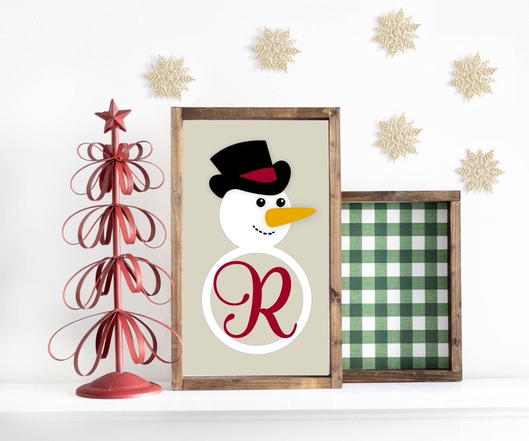 Snowman Door Hanger SVG, Snowman Initial Svg, Christmas Porch Decor Svg ...