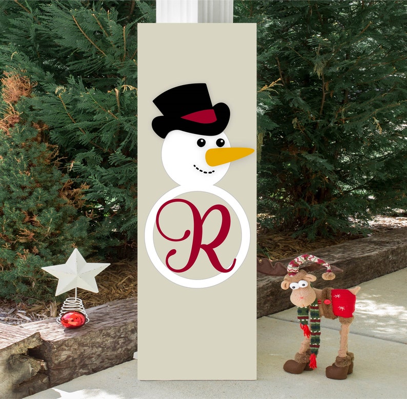 Snowman Door Hanger SVG, Snowman Initial Svg, Christmas Porch Decor Svg ...